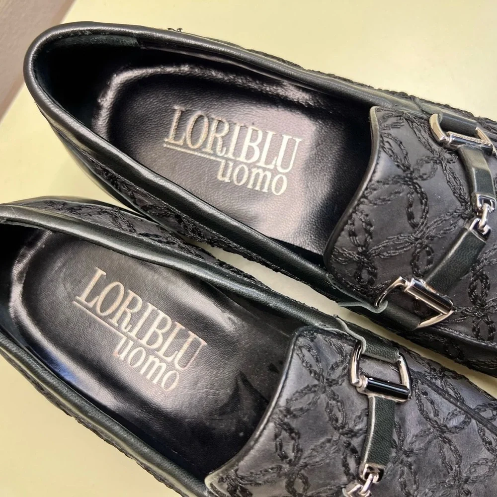 LORIBLU MADE IN ITALY LEATHER  Black Slip-On Loafers with Cushioned Insole